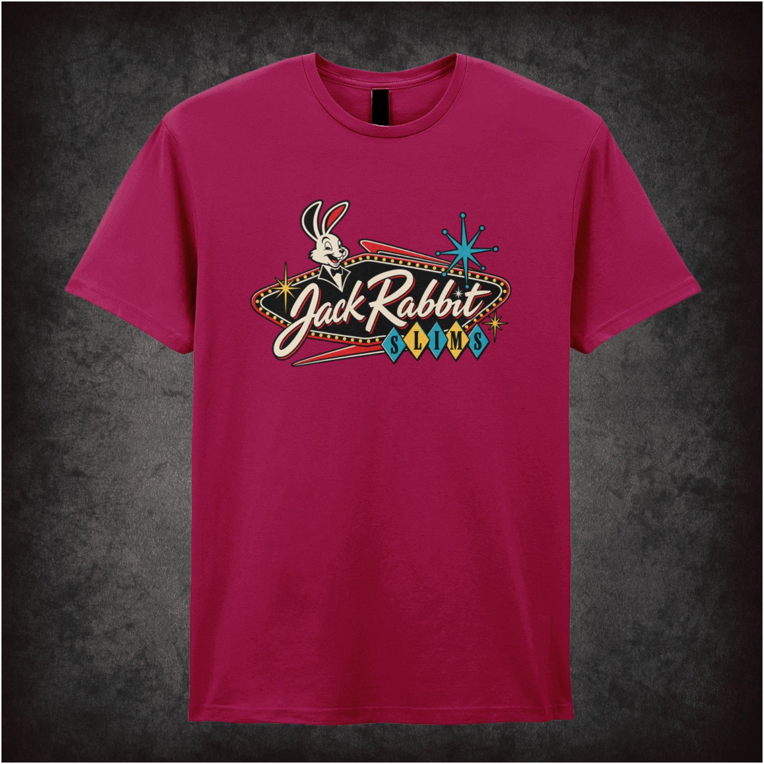 Jack Rabbit Slim's T-shirt in cardinal red from Pulp Fiction