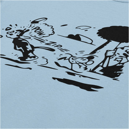 Zip Pow close up T-shirt as worn by Jules Winnfield in light blue from Pulp Fiction