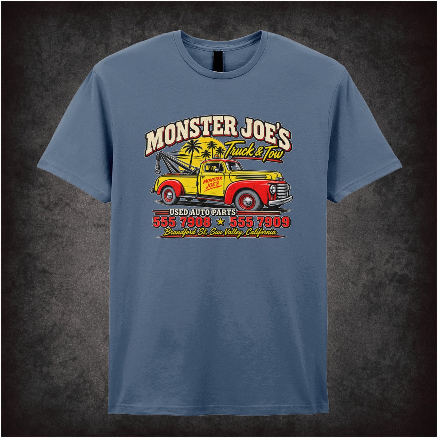 Monster Joes Truck & Tow T-shirt in indigo from Pulp Fiction