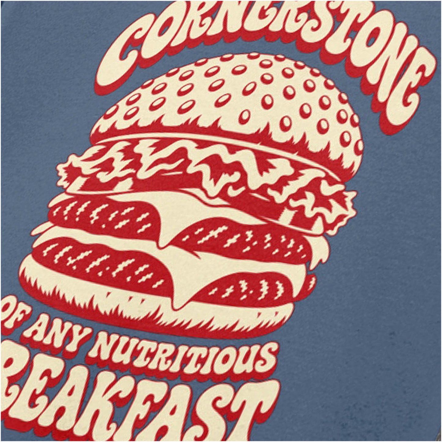 The cornerstone of any nutritious breakfast close up T-shirt in indigo from Pulp Fiction