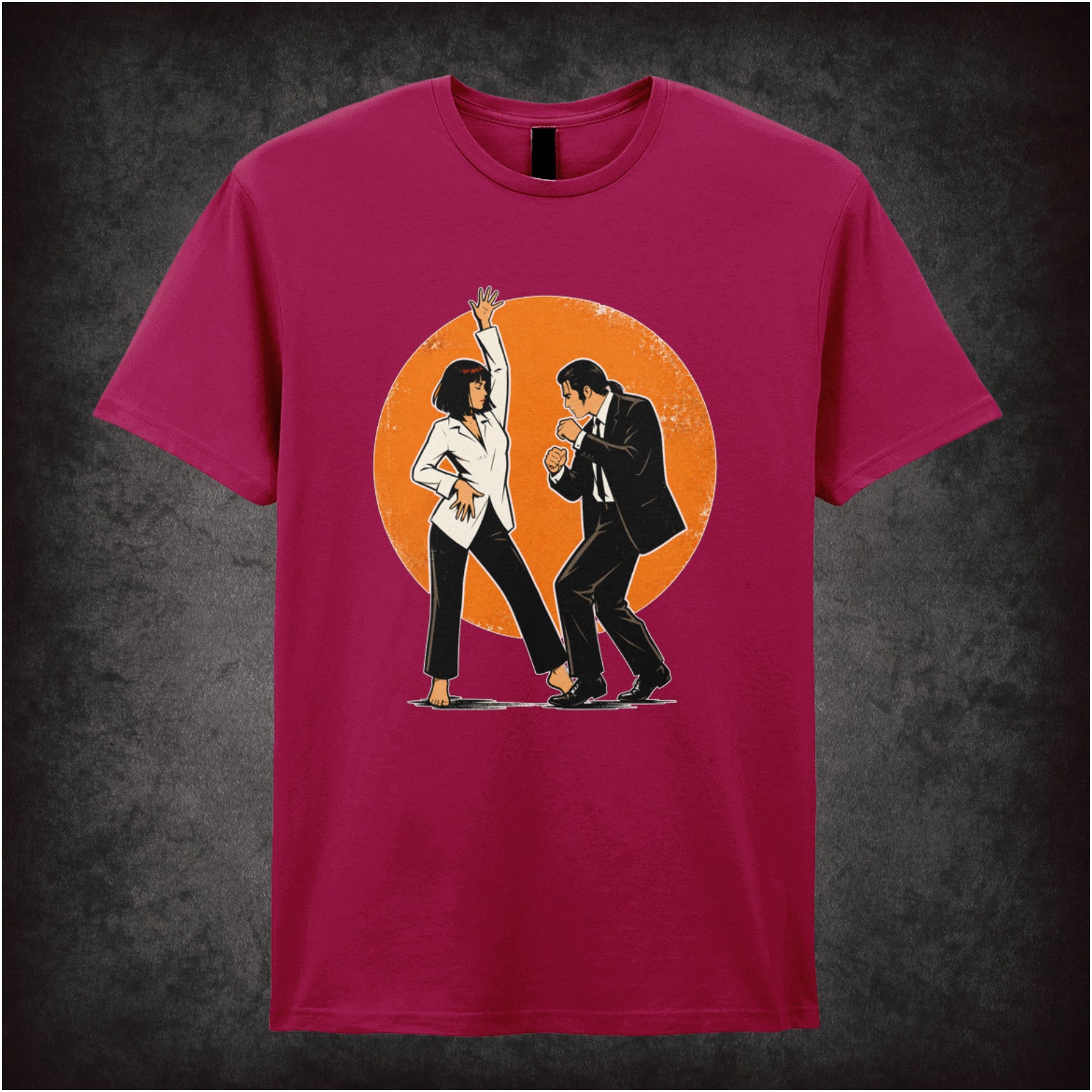 Jack Rabbit Slim's trophy dance T-shirt in cardinal red from Pulp Fiction