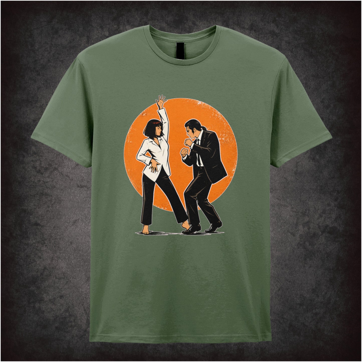 Jack Rabbit Slim's trophy dance T-shirt in military green from Pulp Fiction