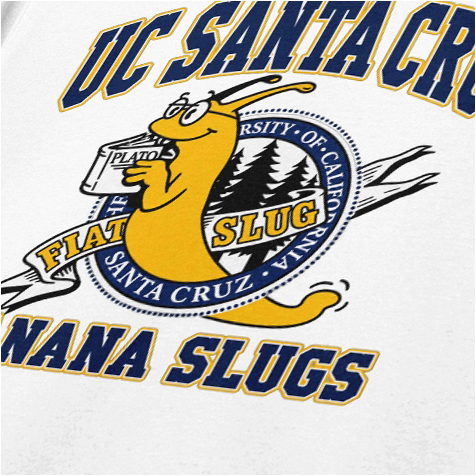 UC Santa Cruz Banana Slugs close up T-shirt in white from Pulp Fiction