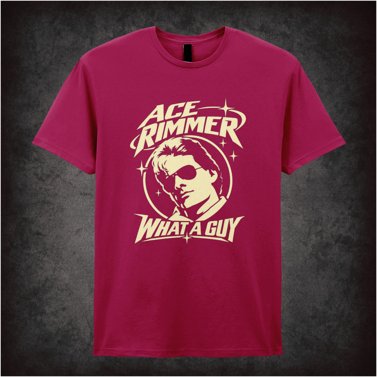 “Ace Rimmer ‘What a guy’ T-shirt in cardinal red from Red Dwarf”