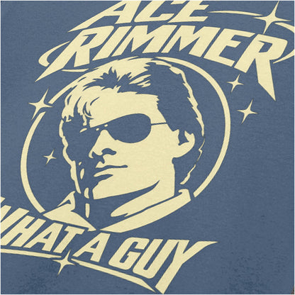 “Ace Rimmer ‘What a guy’ close up T-shirt in indigo from Red Dwarf”