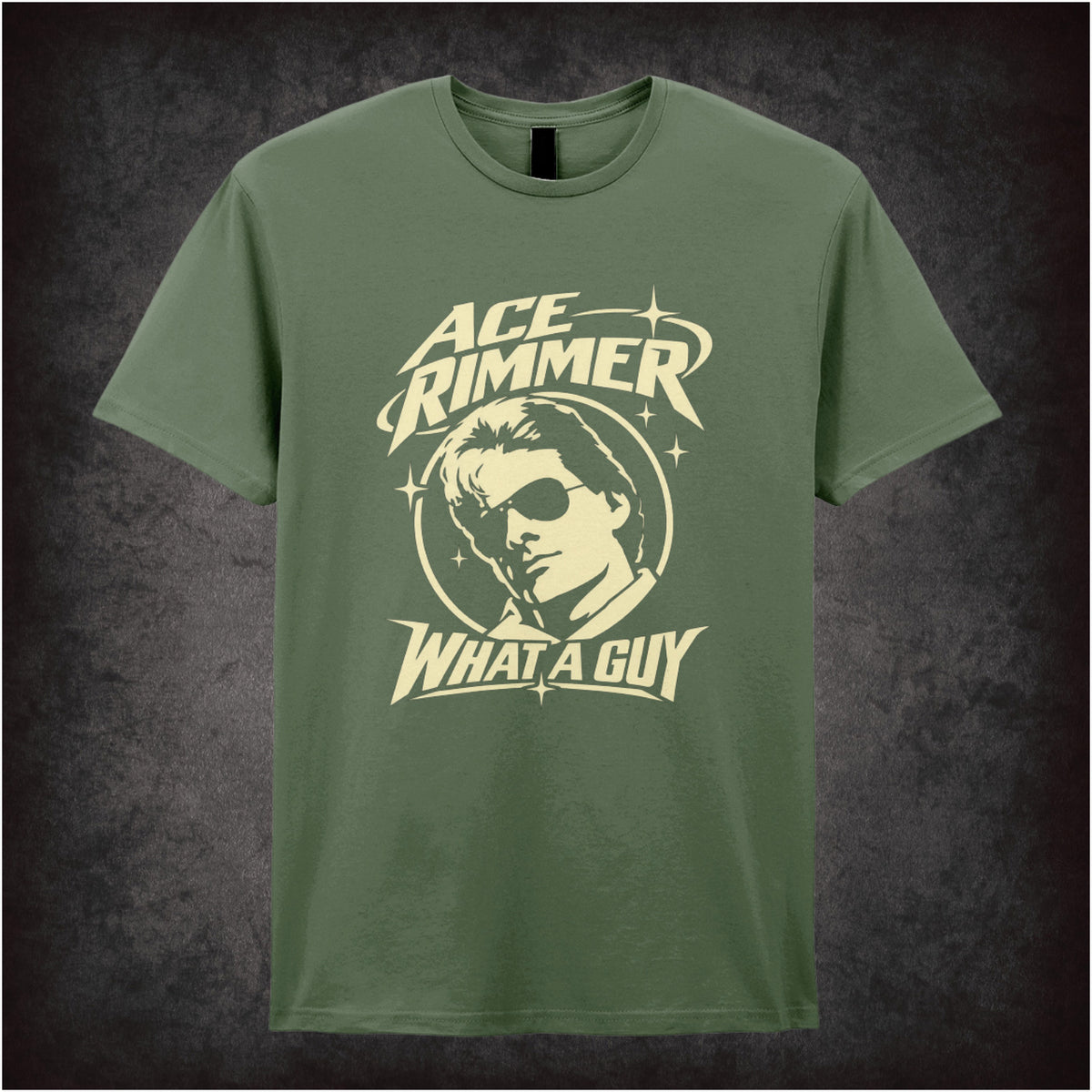 “Ace Rimmer ‘What a guy’ T-shirt in military green from Red Dwarf”