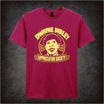 “‘Dwayne Dibley Appreciation Society’ T-shirt in cardinal red from Red Dwarf”