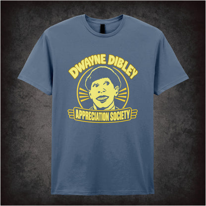 “‘Dwayne Dibley Appreciation Society’ T-shirt in indigo from Red Dwarf”