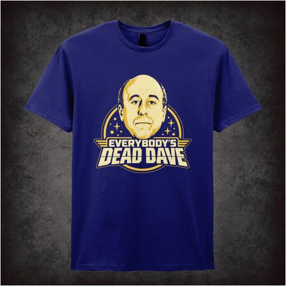 “‘Everybody’s dead Dave’ T-shirt in navy from Red Dwarf”