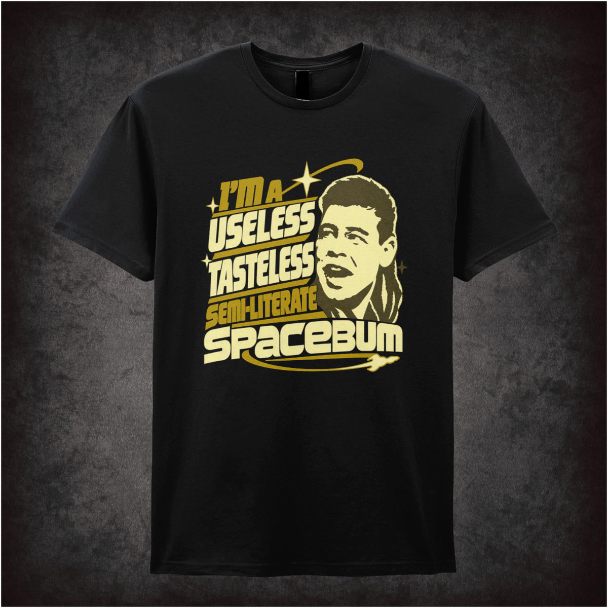 “Lister ‘I’m a useless tasteless semi-literate spacebum’ T-shirt in black from Red Dwarf”