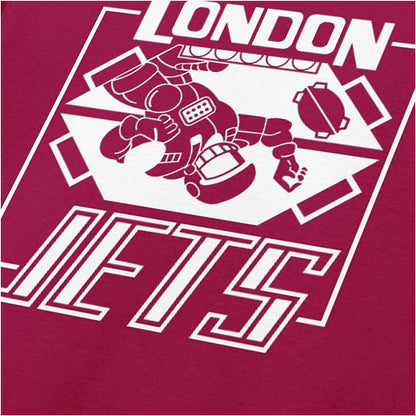 “‘London Jets’ close up T-shirt in cardinal red from Red Dwarf”