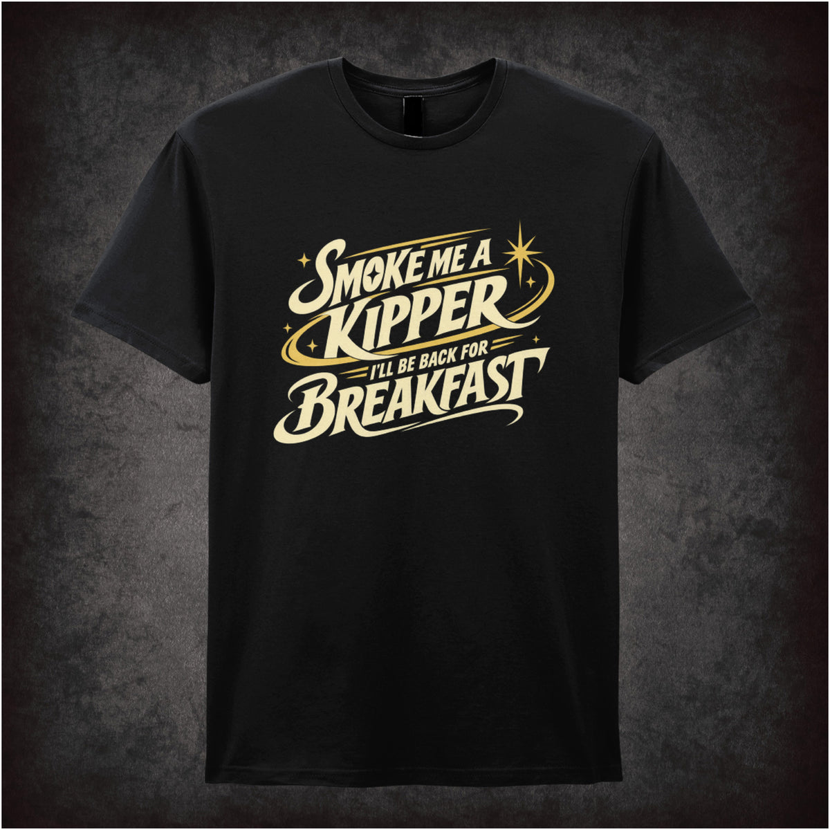 “Rimmer ‘Smoke me a kipper, I’ll be back for breakfast’ T-shirt in black from Red Dwarf”