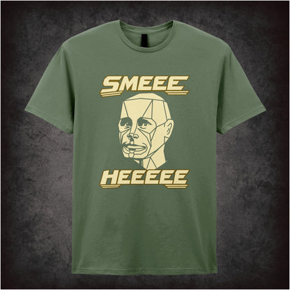 “Kryten ‘Smeeee heeeee’ T-shirt in military green from Red Dwarf”