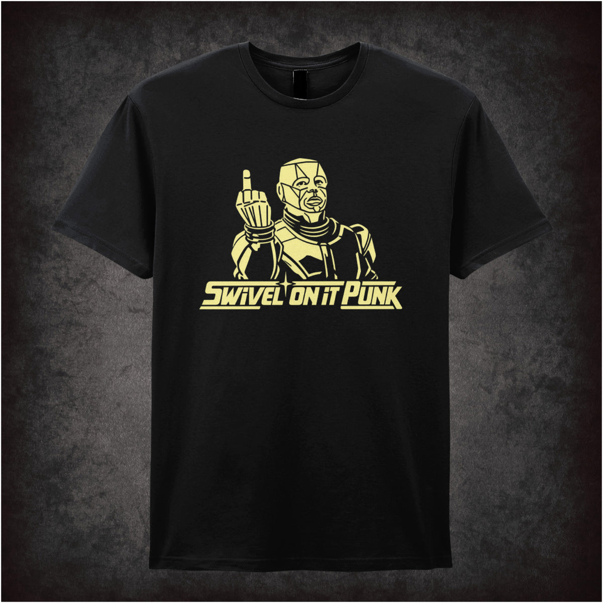 “Kryten ‘Swivel on it, punk’ T-shirt in black from Red Dwarf”