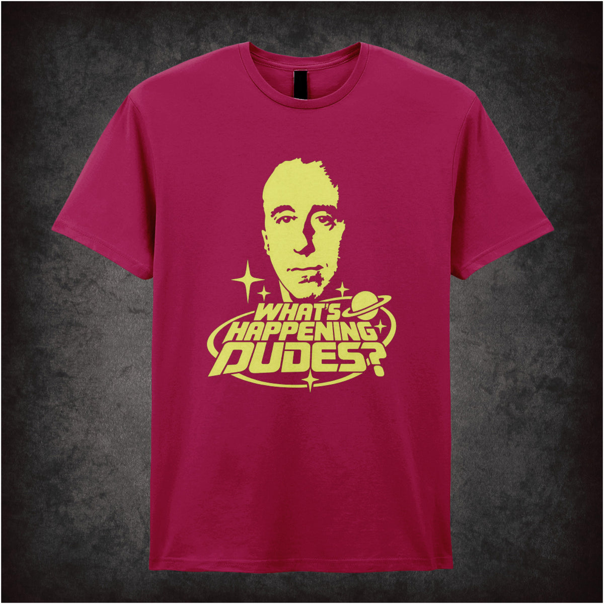 “Holly ‘What’s happening dudes?’ T-shirt in cardinal red from Red Dwarf”
