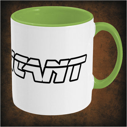 Replicant Blade Runner inspired two-toned right hand ceramic mug featuring futuristic sci-fi design, minimalist typography, and cyberpunk aesthetic.