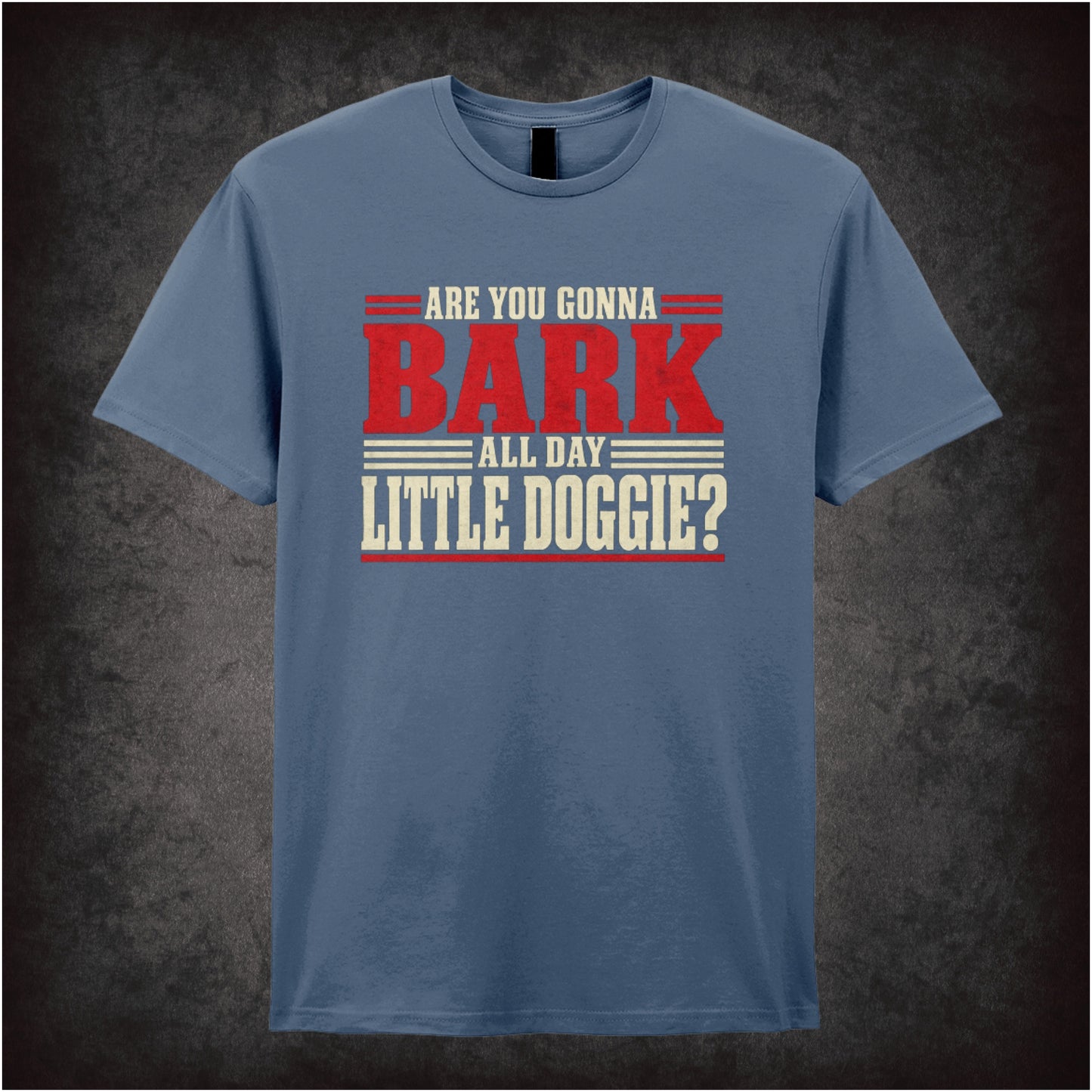 Are you gonna bark all day little doggie? T-shirt in indigo from Reservoir Dogs