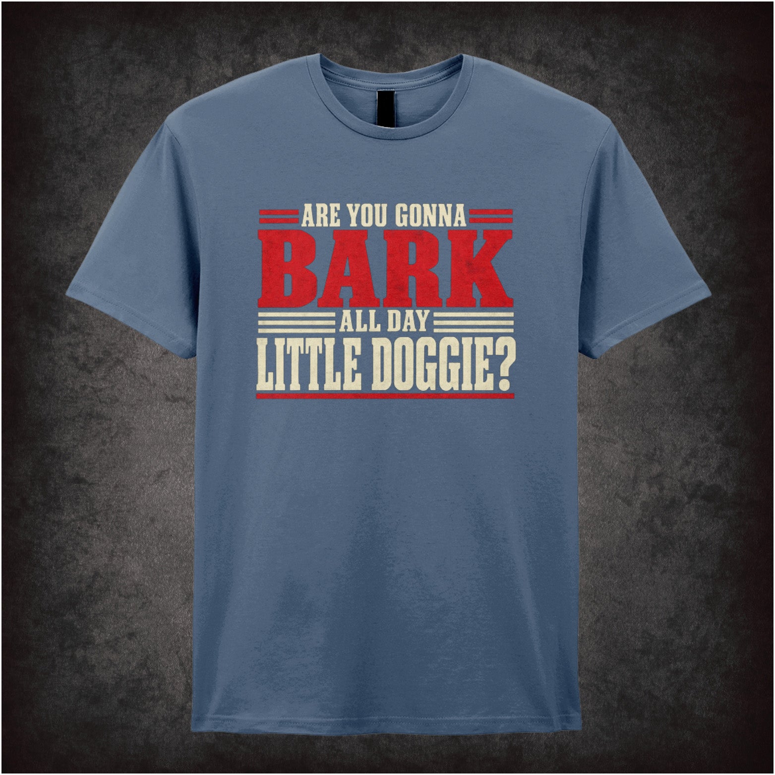 Are you gonna bark all day little doggie? T-shirt in indigo from Reservoir Dogs