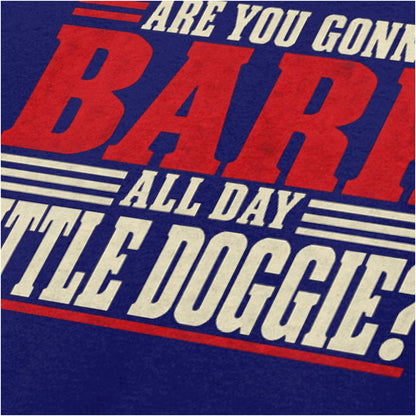 Are you gonna bark all day little doggie? close up T-shirt in navy from Reservoir Dogs