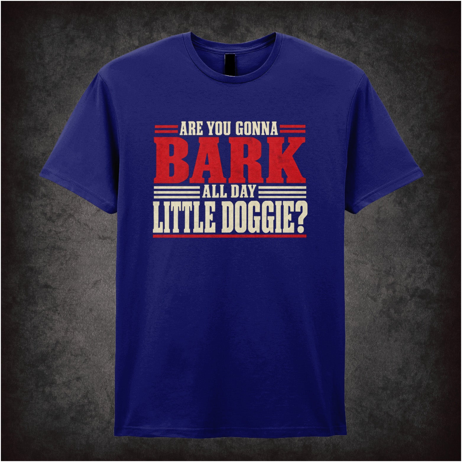 Are you gonna bark all day little doggie? T-shirt in navy from Reservoir Dogs