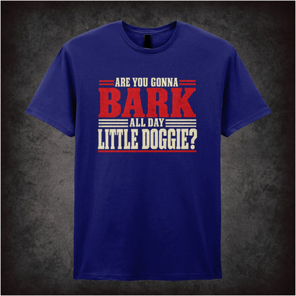 Are you gonna bark all day little doggie? T-shirt in navy from Reservoir Dogs