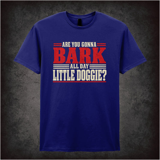 Are you gonna bark all day little doggie? T-shirt in navy from Reservoir Dogs