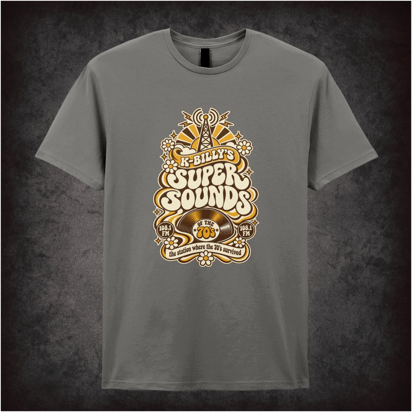 K-Billy’s Super Sounds radio logo T-shirt in charcoal from Reservoir Dogs