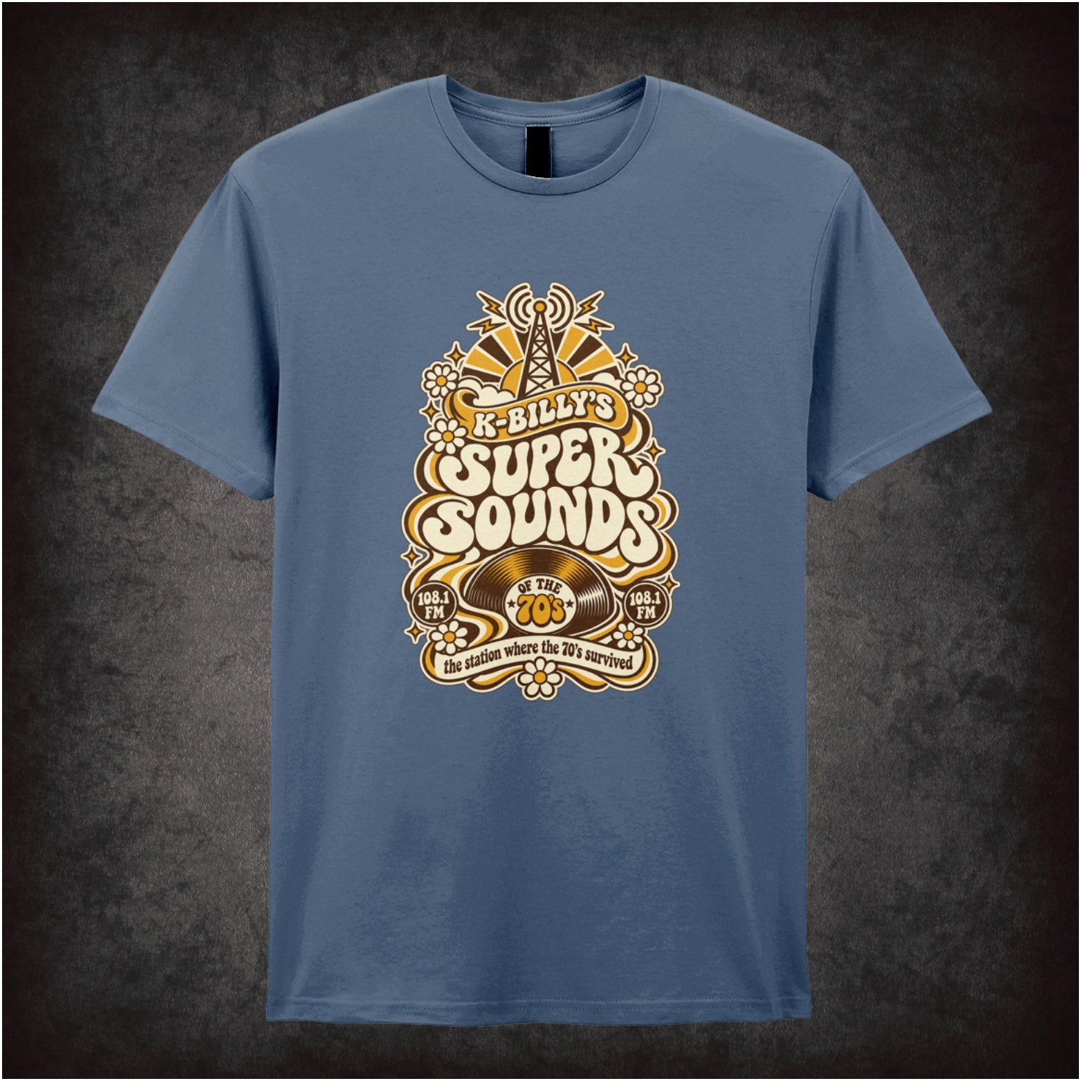 K-Billy’s Super Sounds radio logo T-shirt in indigo from Reservoir Dogs