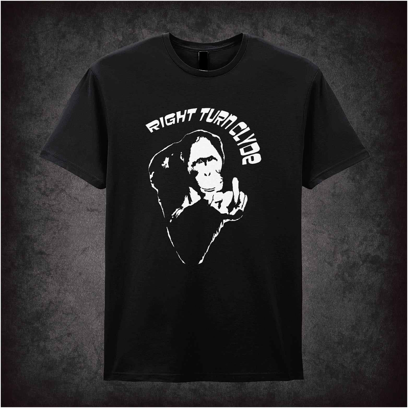 Right Turn Clyde unisex black t-shirt inspired by Every Which Way But Loose movie soft style retro comedy fan apparel