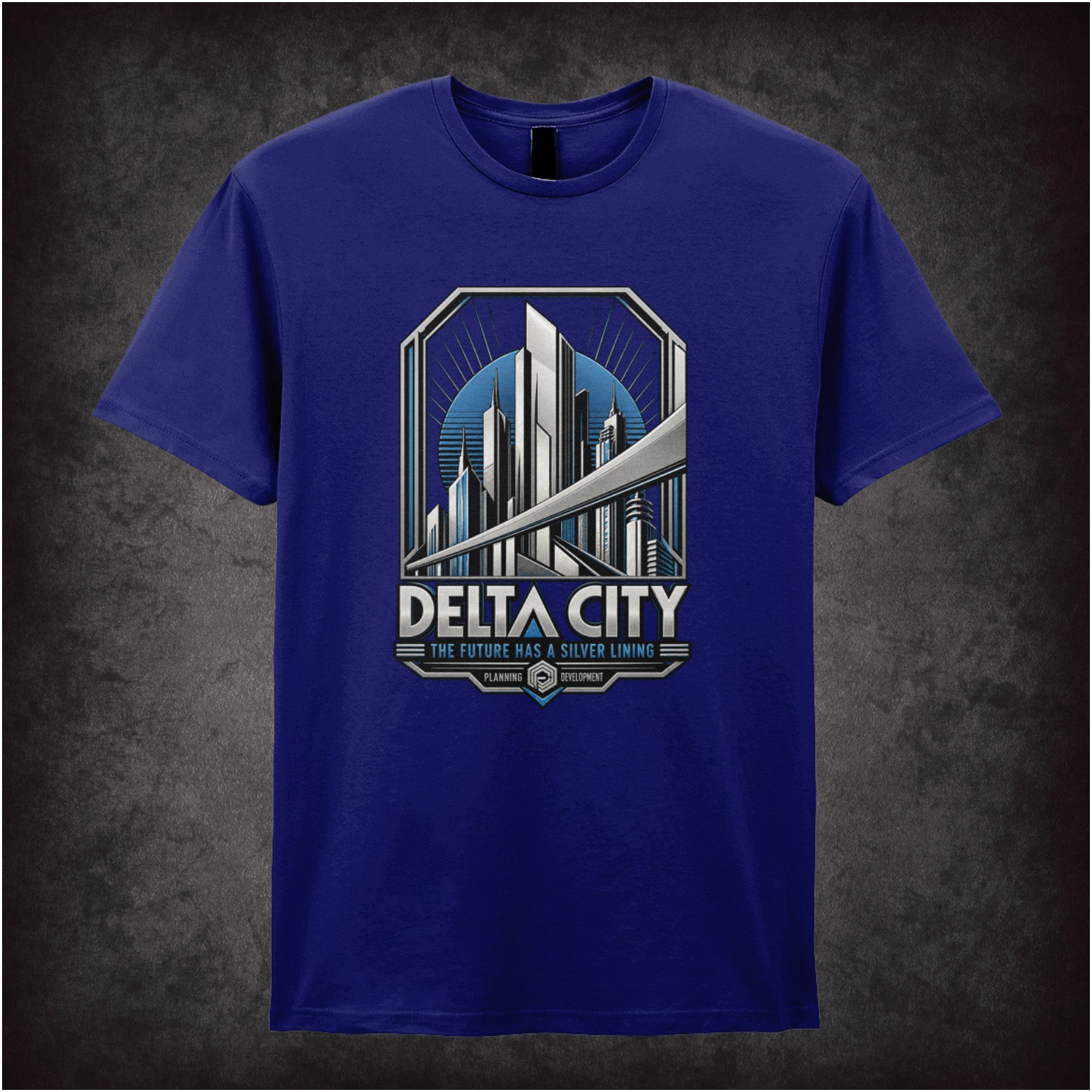 Delta City the future has a silver lining T-shirt in navy  from RoboCop