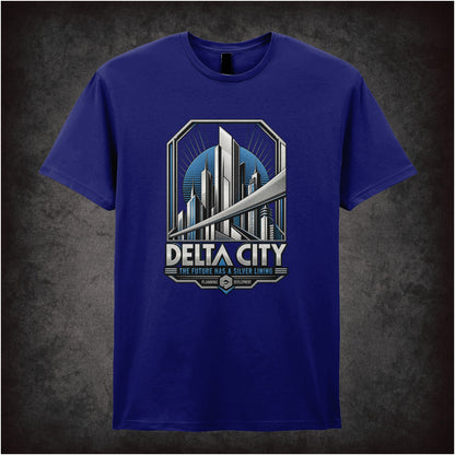 Delta City the future has a silver lining T-shirt in navy  from RoboCop