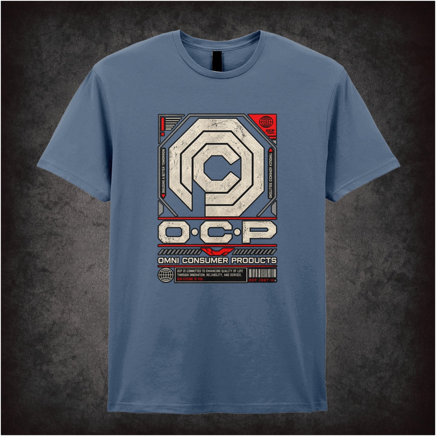 OCP Omni Consumer Products logo T-shirt in indigo from RoboCop