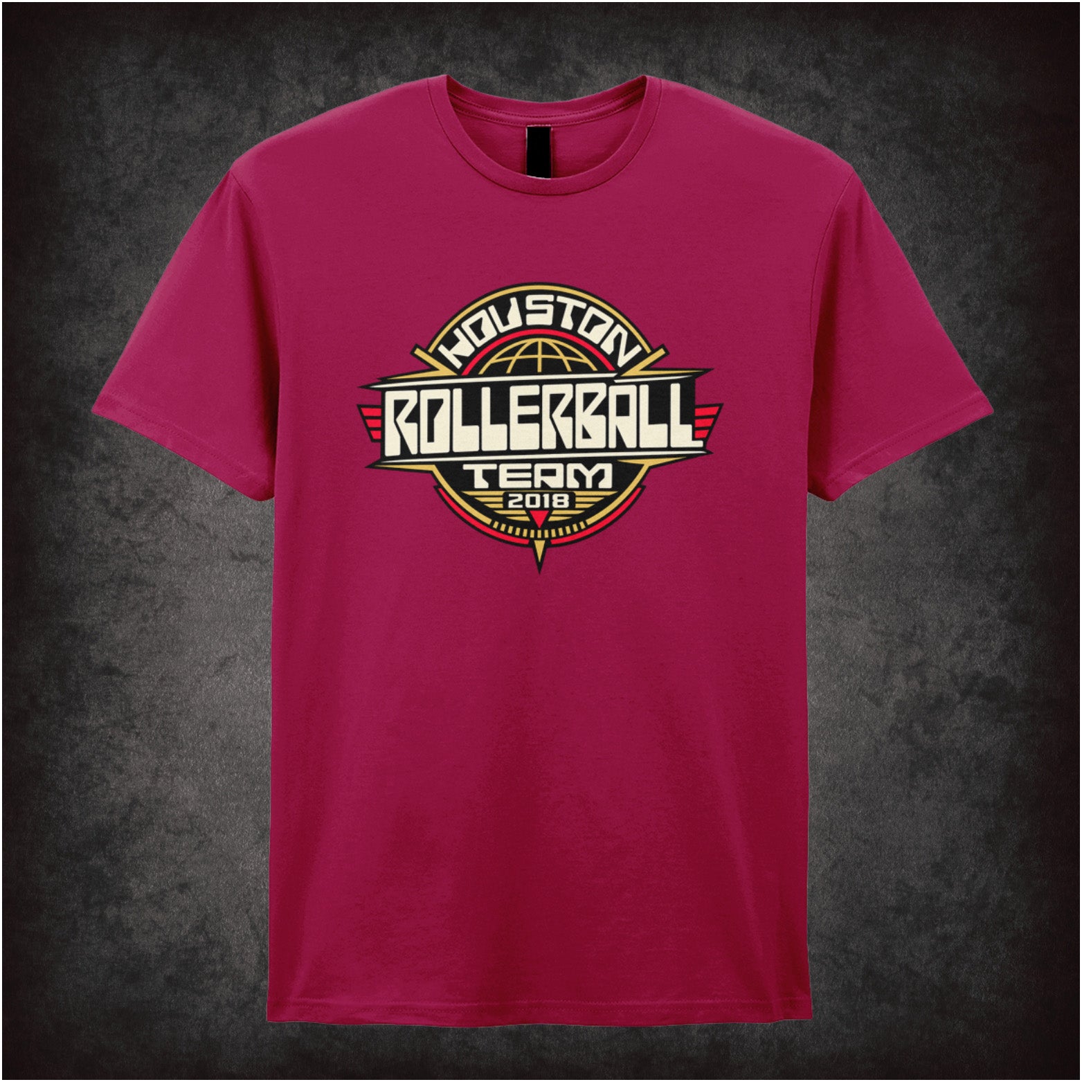 Houston Rollerball Team 2018 text T-shirt in cardinal red from Rollerball