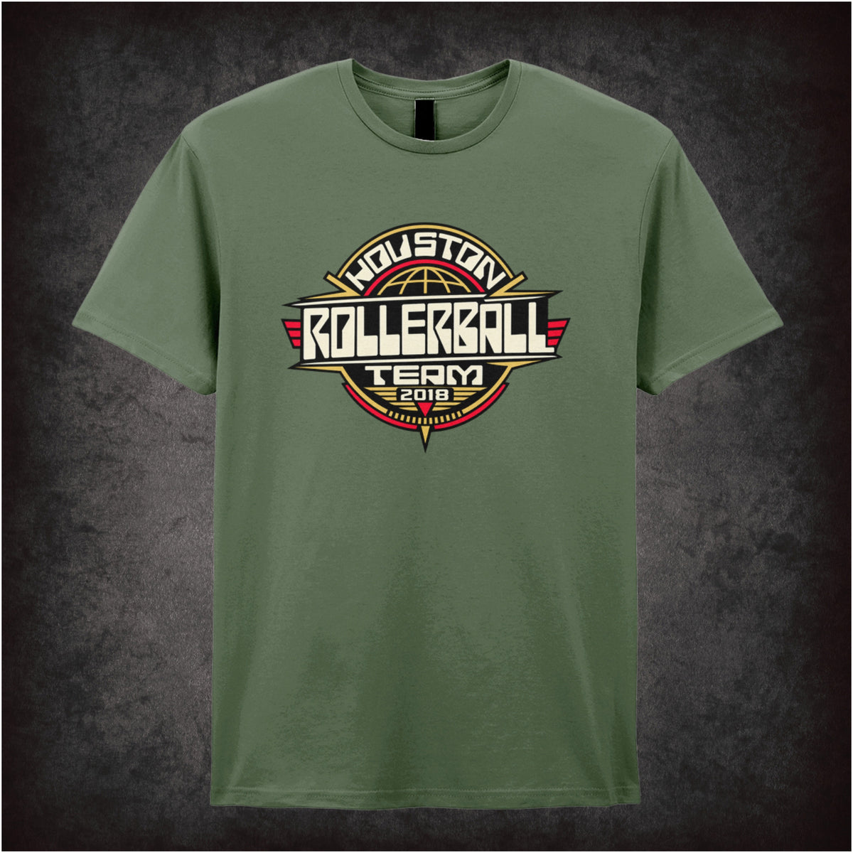 Houston Rollerball Team 2018 text T-shirt in military green from Rollerball