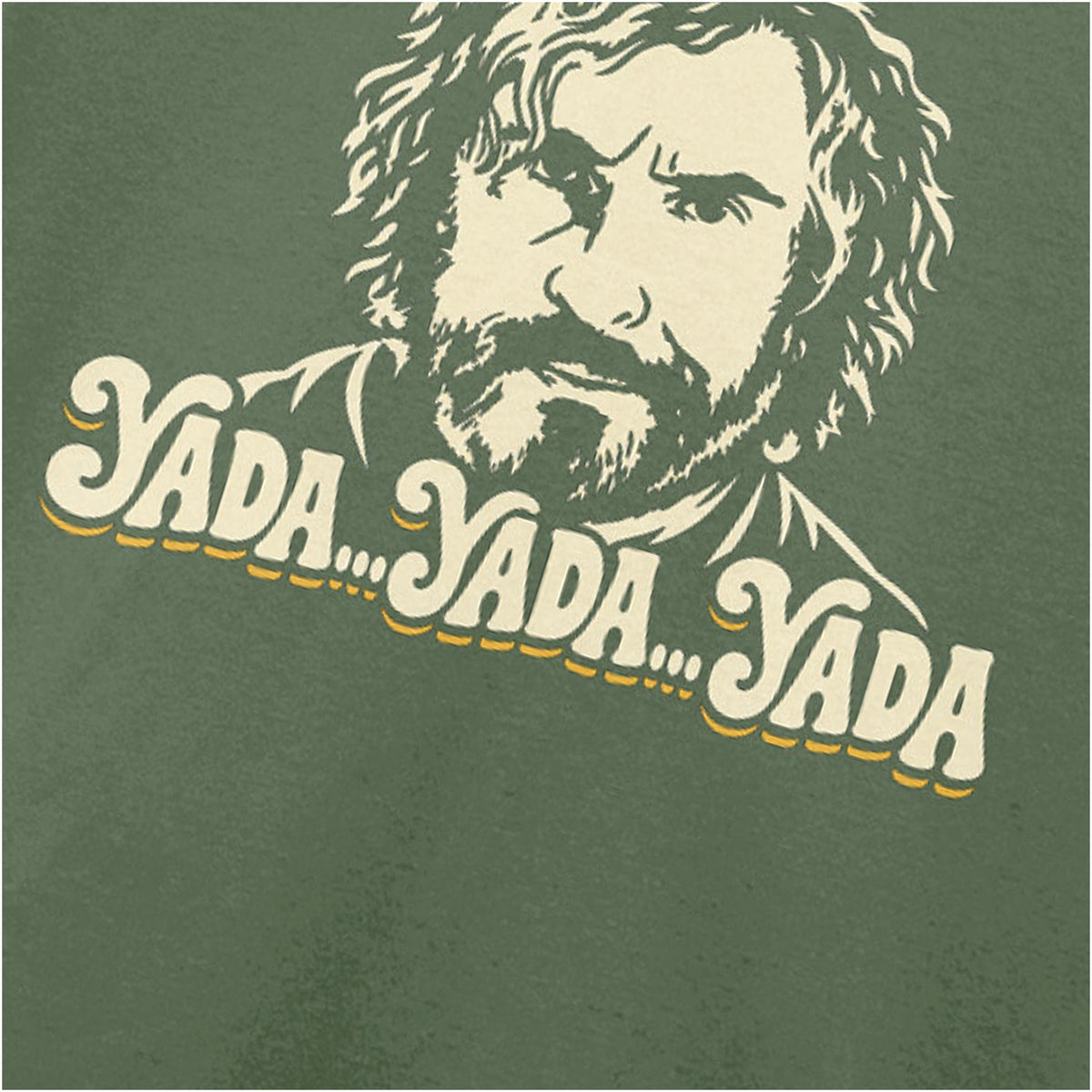 “Tommy Saxondale ‘Yada, yada, yada’ close up T-shirt in military green from Saxondale”