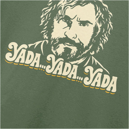“Tommy Saxondale ‘Yada, yada, yada’ close up T-shirt in military green from Saxondale”