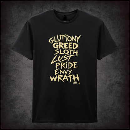 ‘Seven deadly sins’ quote T-shirt in black from Se7en