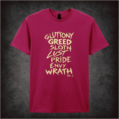 ‘Seven deadly sins’ quote T-shirt in cardinal red from Se7en
