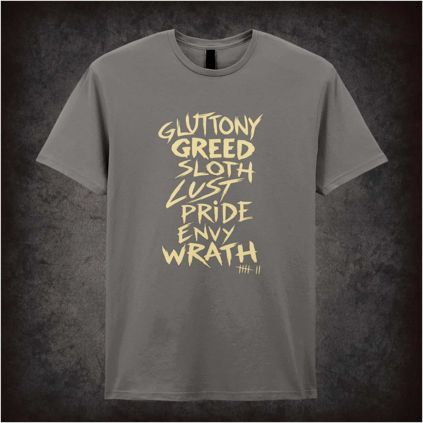 ‘Seven deadly sins’ quote T-shirt in charcoal from Se7en