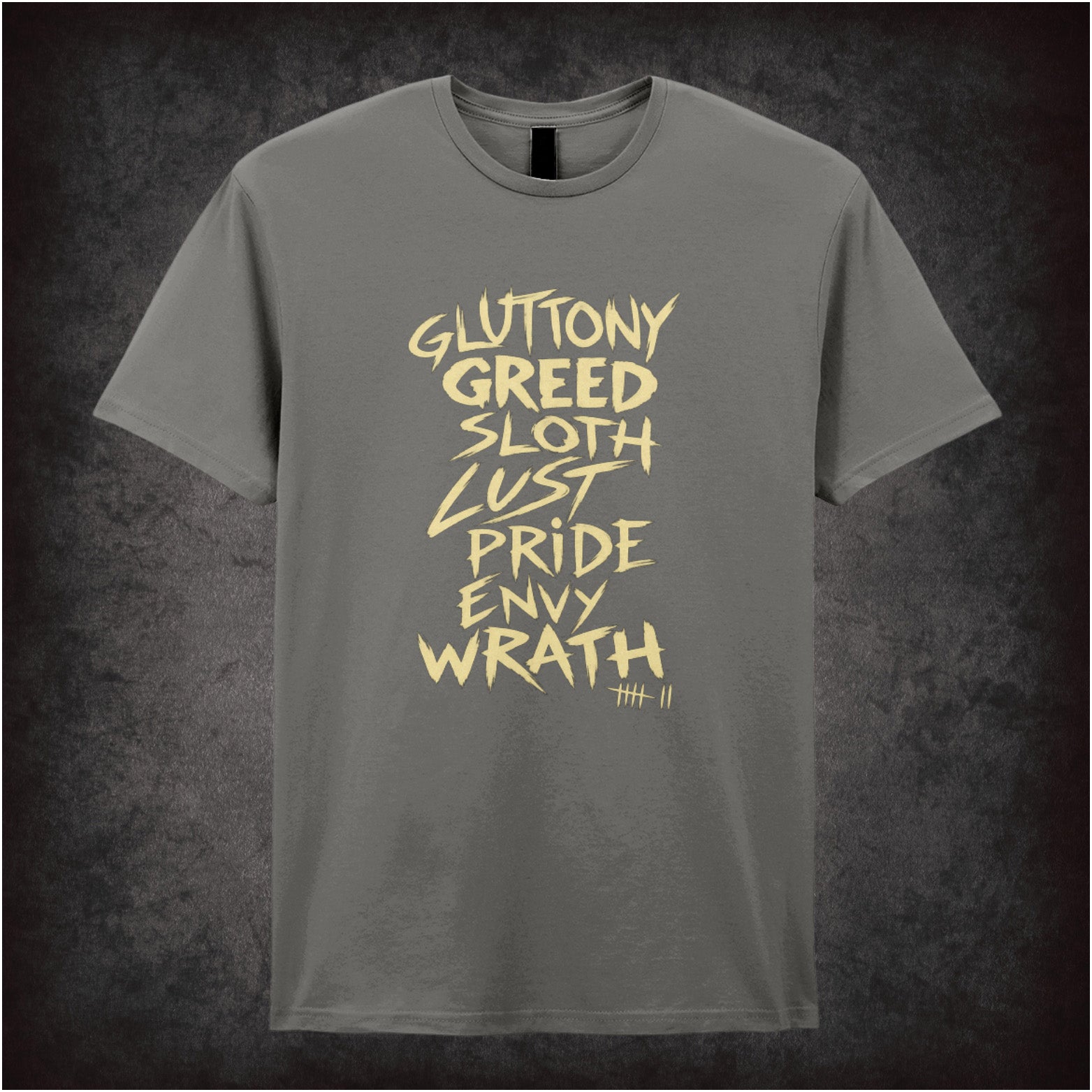 ‘Seven deadly sins’ quote T-shirt in charcoal from Se7en