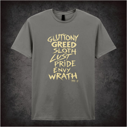 ‘Seven deadly sins’ quote T-shirt in charcoal from Se7en