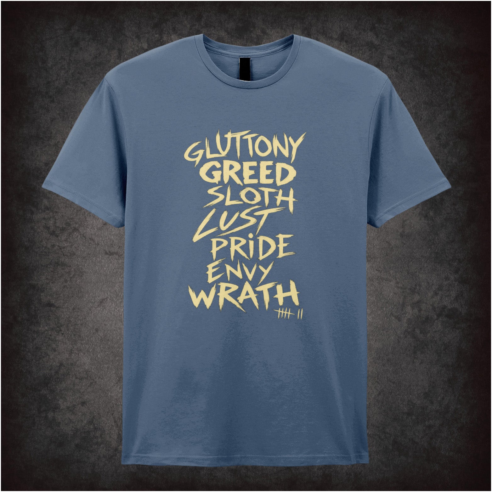 ‘Seven deadly sins’ quote T-shirt in indigo from Se7en