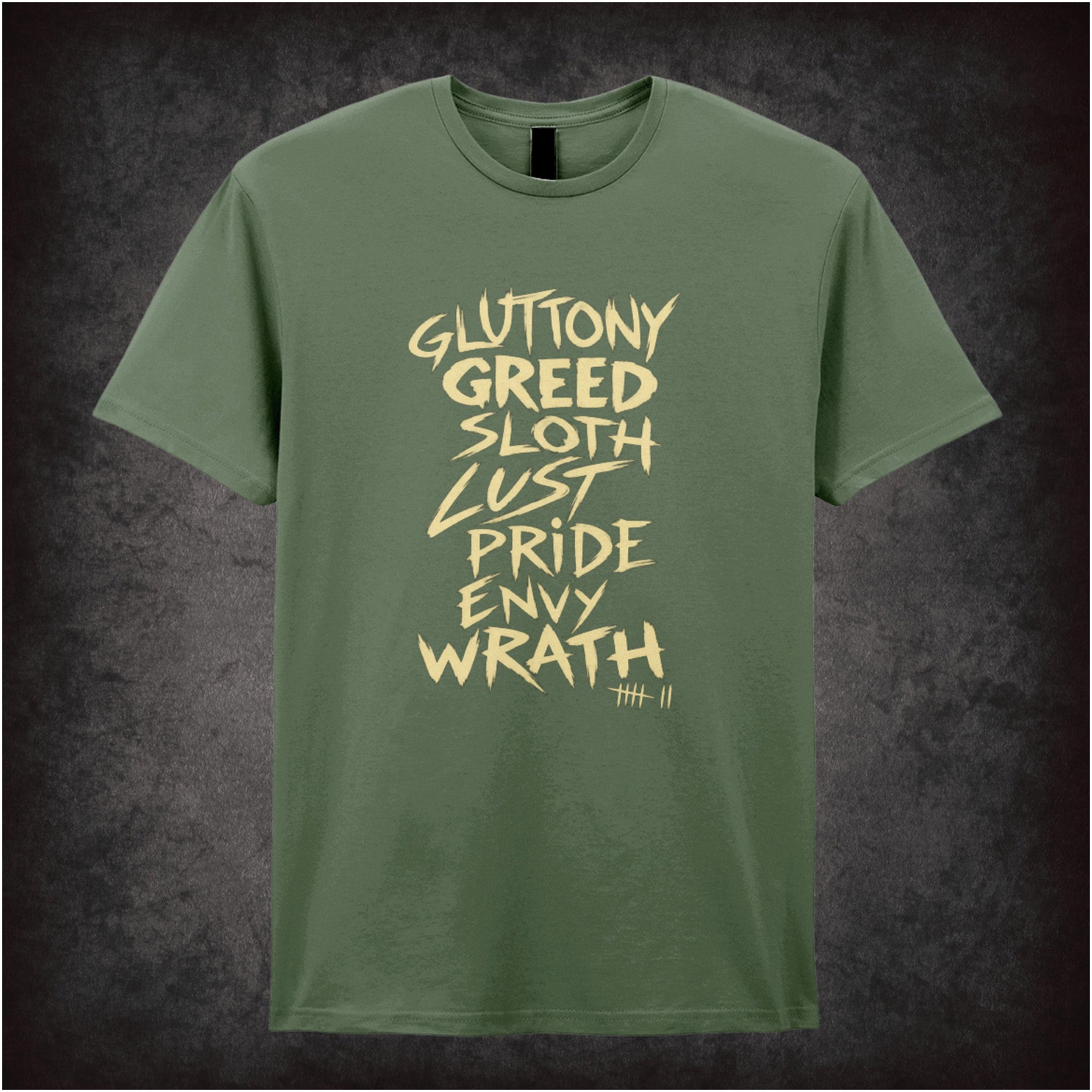 ‘Seven deadly sins’ quote T-shirt in military green from Se7en