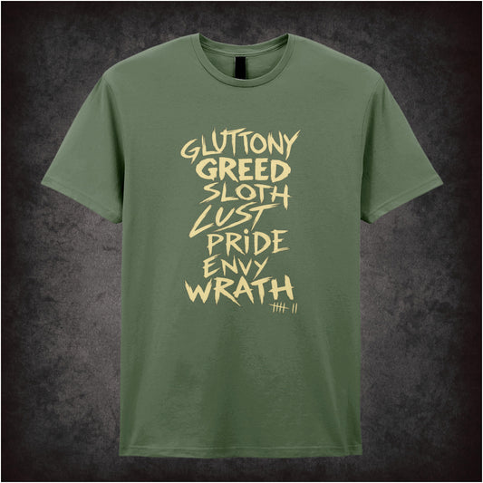 ‘Seven deadly sins’ quote T-shirt in military green from Se7en