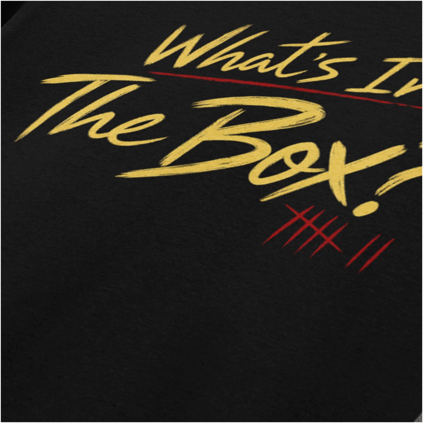 ‘What’s in the box?’ quote close up T-shirt in black from Se7en