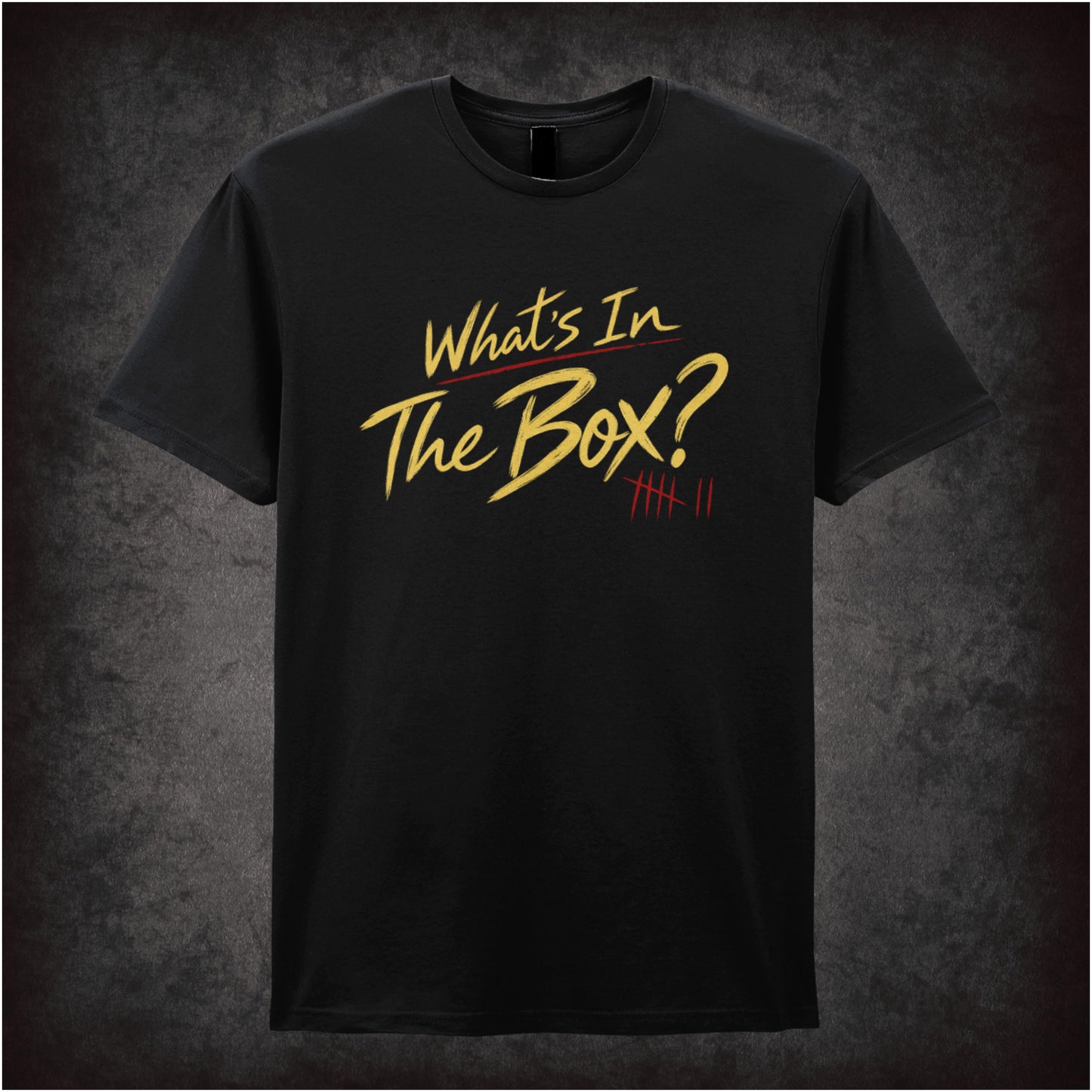 ‘What’s in the box?’ quote T-shirt in black from Se7en