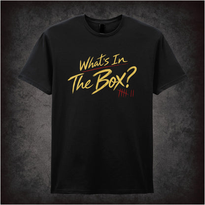 ‘What’s in the box?’ quote T-shirt in black from Se7en