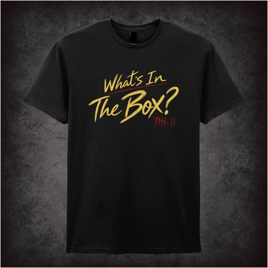 ‘What’s in the box?’ quote T-shirt in black from Se7en