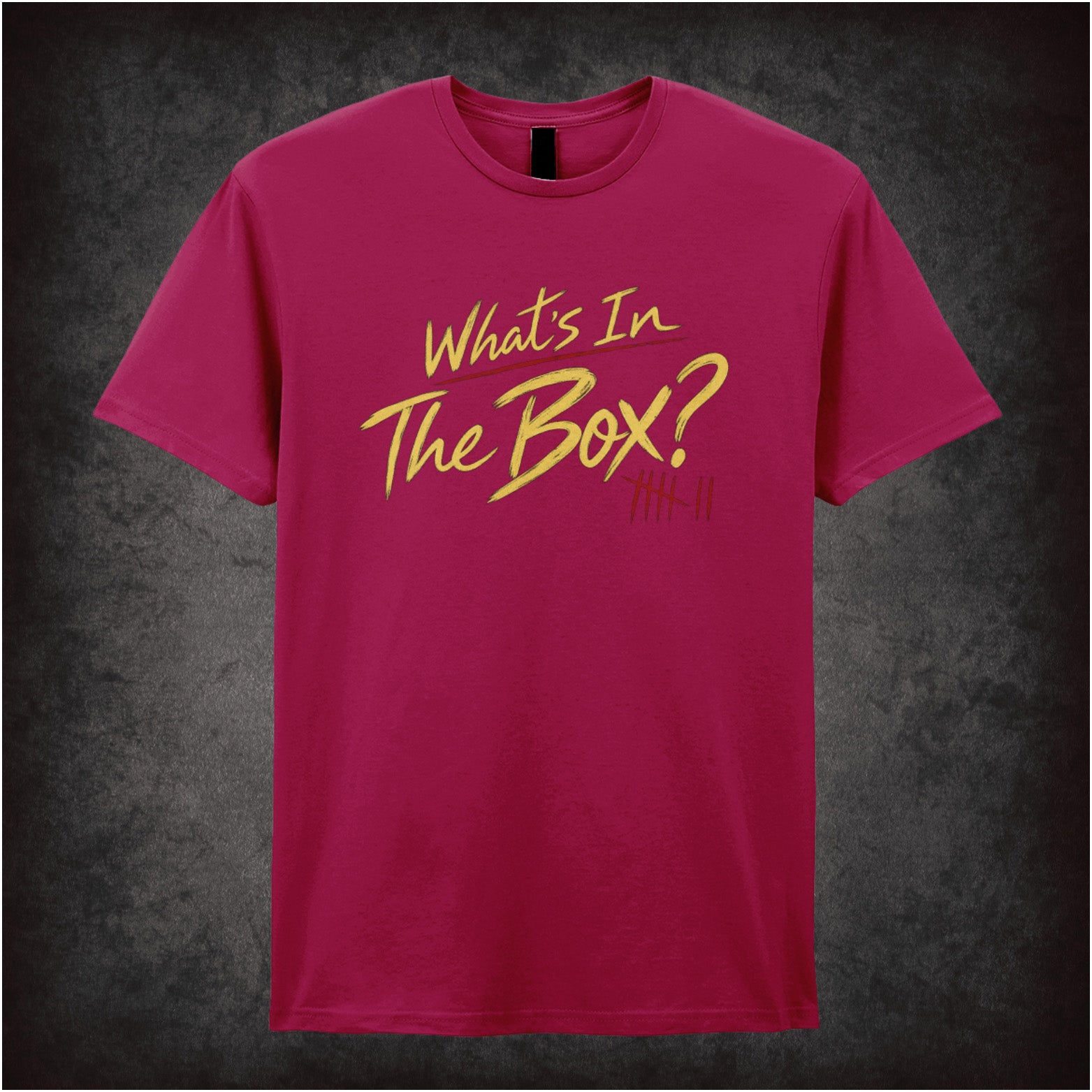 ‘What’s in the box?’ quote T-shirt in cardinal red from Se7en