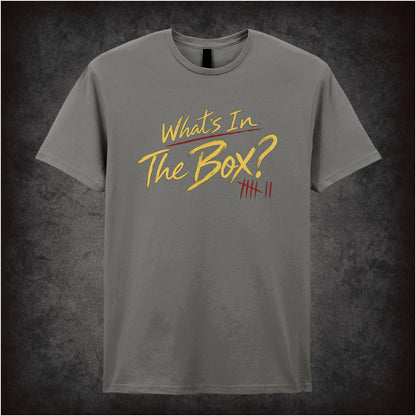 ‘What’s in the box?’ quote T-shirt in charcoal from Se7en